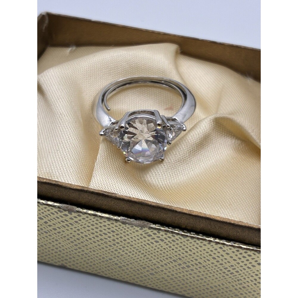 NVC Nataliya V Collister Ring CZ Engagement Silver Tone Size 8 Wedding Oval